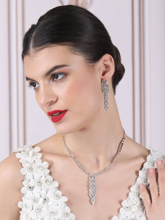 Handcrafted Silver Plated CZ Necklace Set