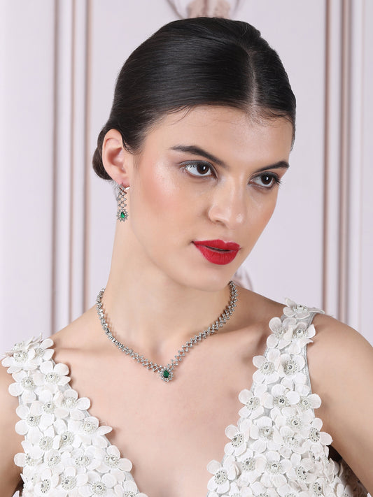 Handmade Green AD Pendant Style Necklace Set