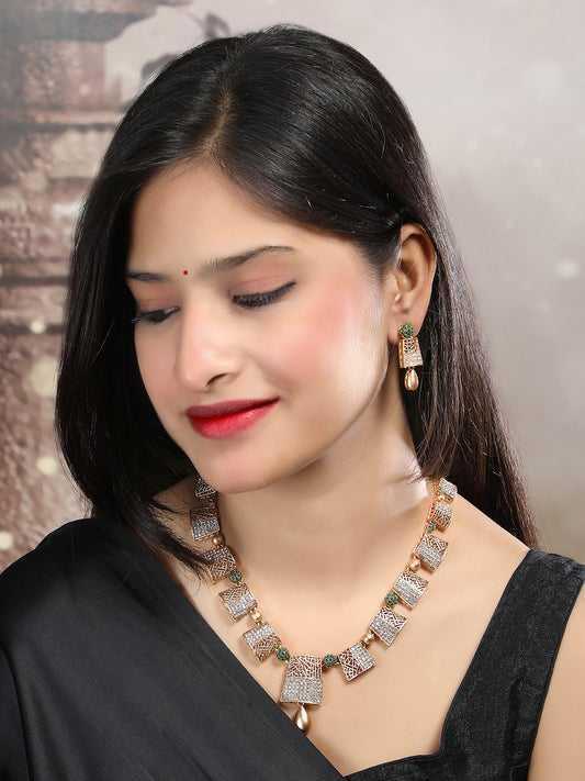 Gold Plated Green AD Long Haram Set