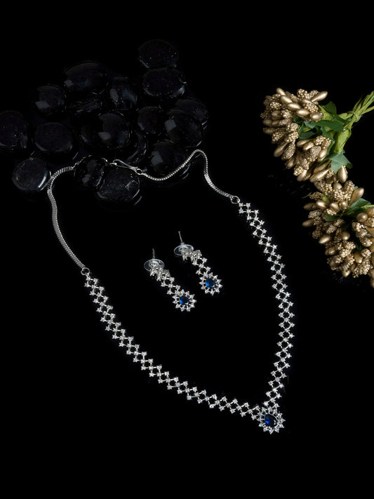 Handmade Blue AD Pendant Style Necklace Set