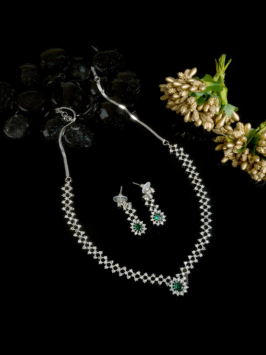 Handmade Green AD Pendant Style Necklace Set