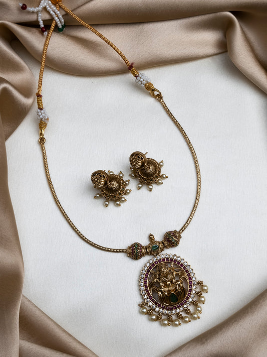 Traditional Lakshmi Pendant Hasli Necklace Set