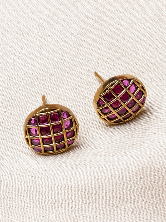 Ruby Green AD Filgree Hasli Set With Small Studs