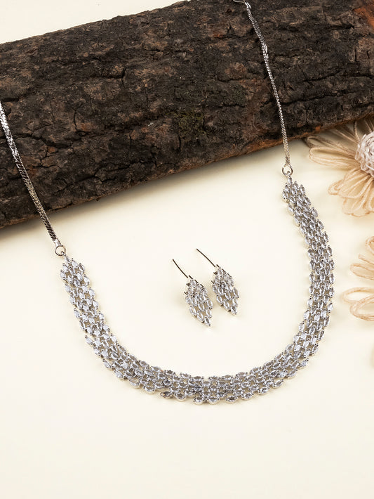 American Diamond Designer Necklace Set with CZ Stones | Glam Party & Celebration Jewellery