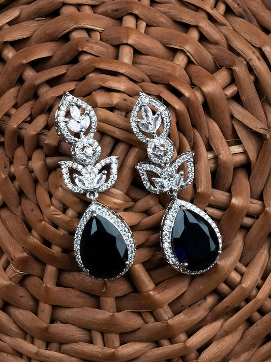 Luxurious Blue AD Drop Earrings β Sparkling American Diamond Collection