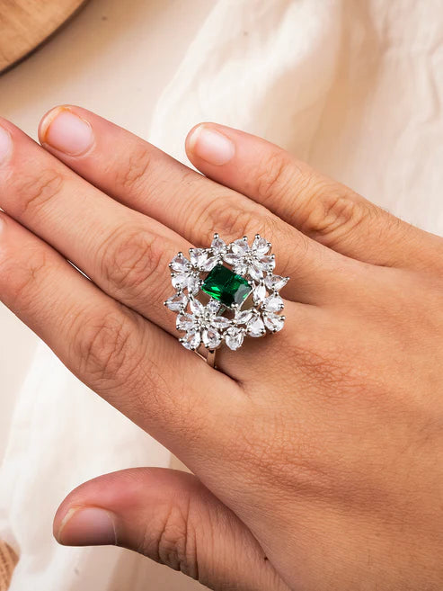 Trendy AD-CZ Adjustable Cocktail Ring