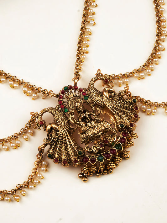 Antique Temple Jada Billa with Mattal | Bridal Hair Accessory for South Indian Weddings