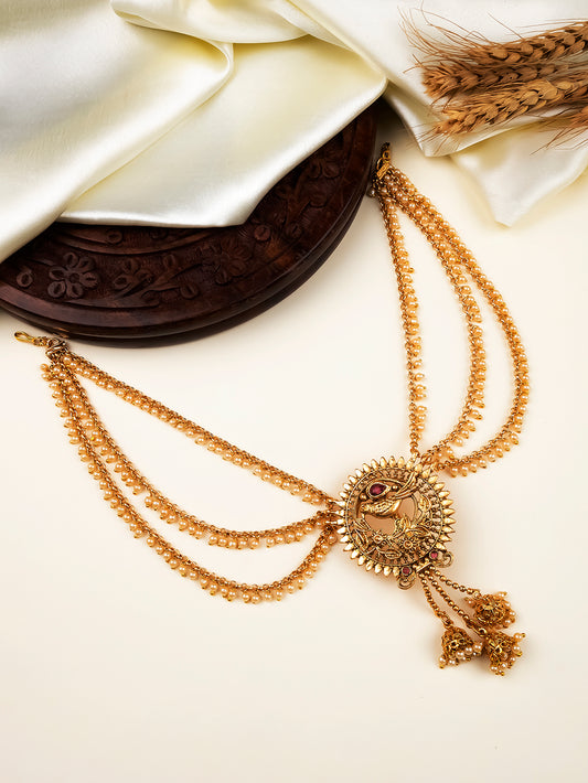 Ethnic Temple Style Antique Jada Billai with Mattal | Bridal Jewelry