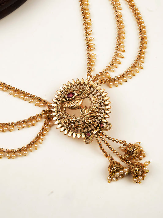 Ethnic Temple Style Antique Jada Billai with Mattal | Bridal Jewelry