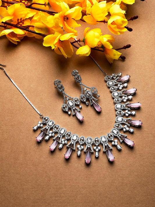 AD CZ jewelry designer necklace set featuring exquisite craftsmanship and stunning design