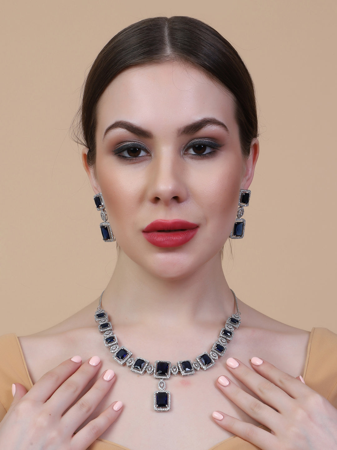 AD CZ jewelry designer necklace set featuring exquisite craftsmanship and stunning design