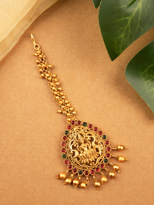 Festive Gold Plated Kemp Maangtika for Ethnic Looks
