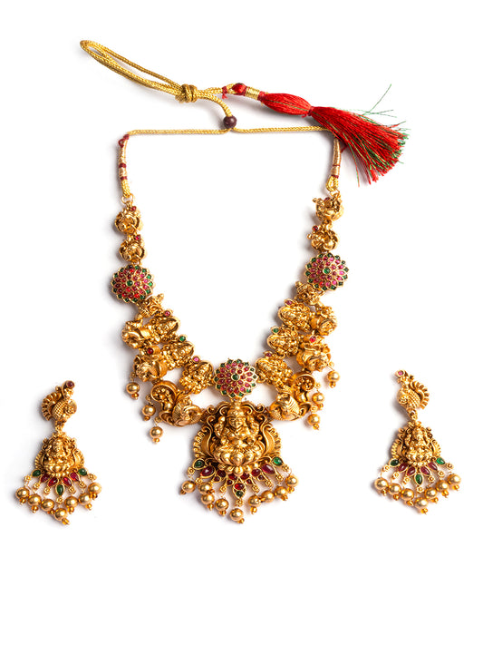 Antique Plated Double Line Necklace Set