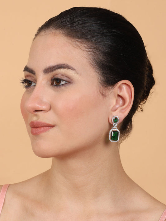 Elegant Designer Green CZ AD Party Earrings | Sparkle & Style