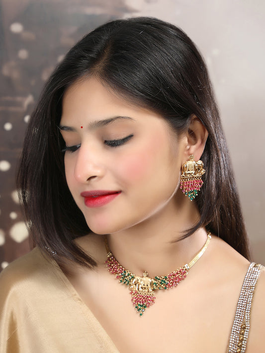 Unique Multicolor Hydra Beads Gaj Necklace Set