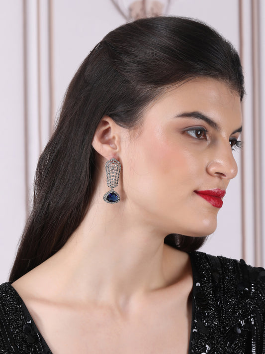 Blue Cascade Long AD Statement Earrings