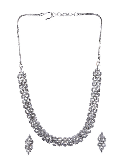 American Diamond Designer Necklace Set with CZ Stones | Glam Party & Celebration Jewellery