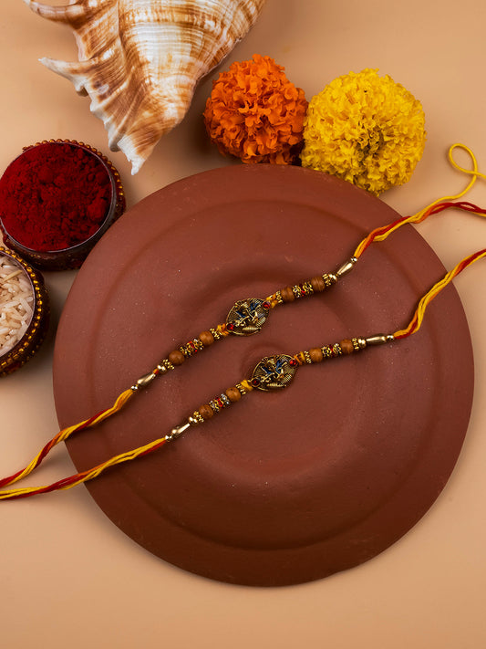 Designer Ganesha Beads Rakhi Combo Set