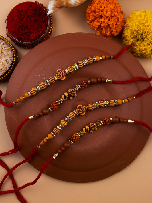 Traditional Aum Chandan Rakhi Set of 4