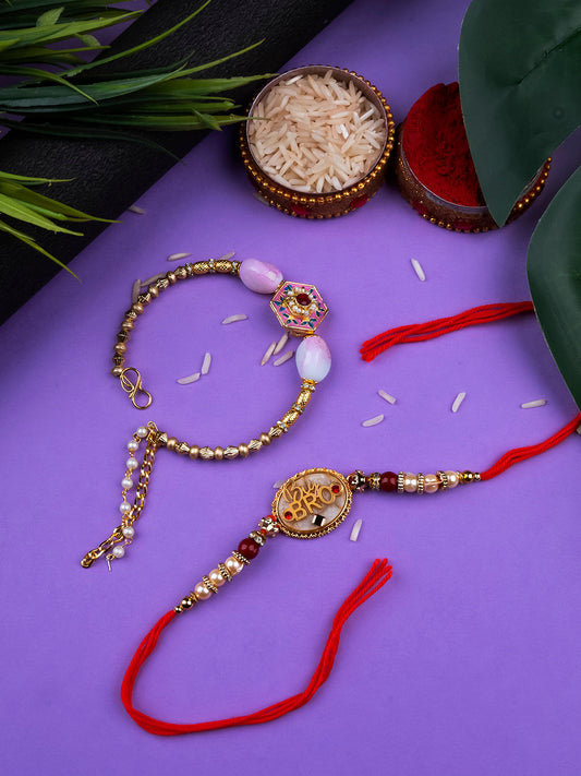 Precious Pinkish Bhai Bhabhi Rakhi Set