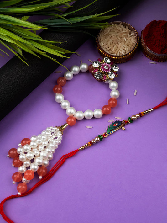 Pleasant Peacock and Pearl Bhabi Bhabhi Rakhi Set