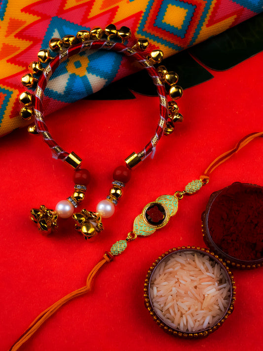 Meenakari Ghungaroo Bhai Bhabi Rakhi Combo