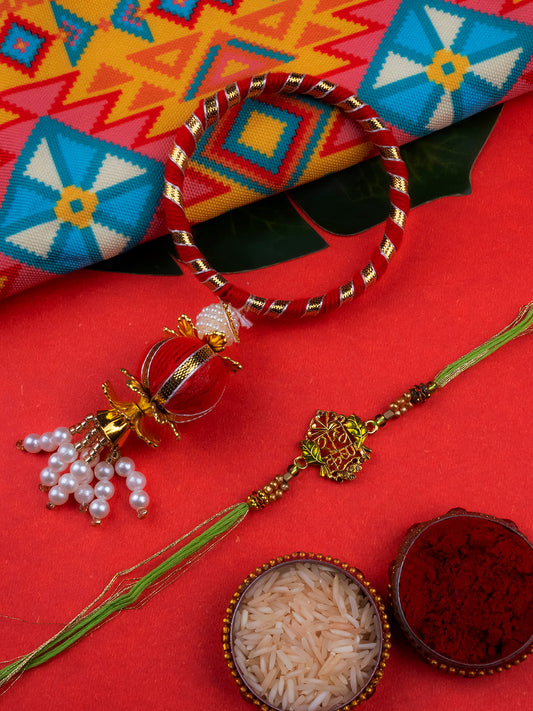 Ethnic Radhe Krishna Bhai Bhabi Rakhi Combo