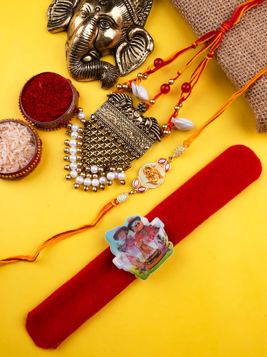 Divine Aum Lumba And Kid Wraparound Band Family Rakhi Set of 3