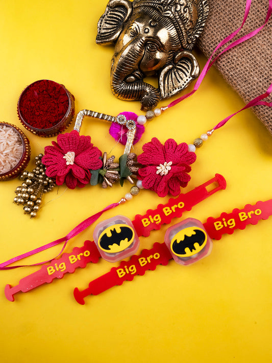 Sparkling Red Family Rakhi Collection of 4