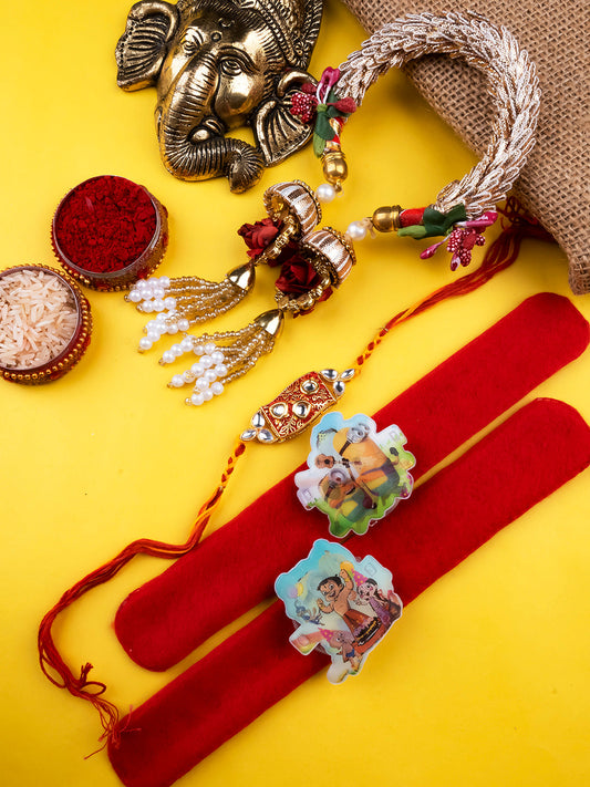 Traditional Red Family Rakhi Pack of 4