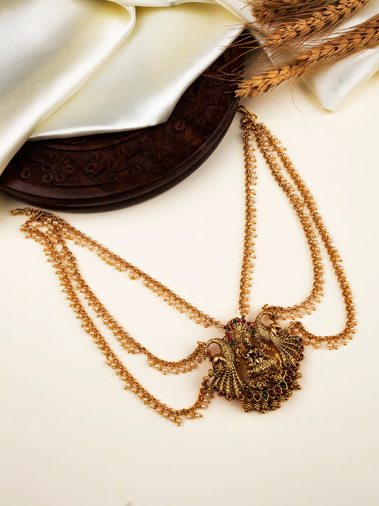 Antique Temple Jada Billa with Mattal | Bridal Hair Accessory for South Indian Weddings