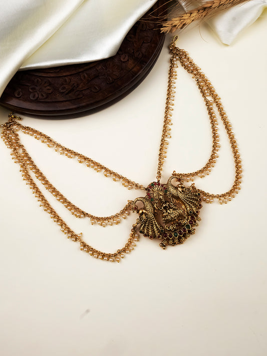 Antique Temple Jada Billa with Mattal | Bridal Hair Accessory for South Indian Weddings