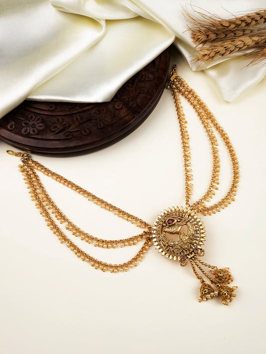 Ethnic Temple Style Antique Jada Billai with Mattal | Bridal Jewelry