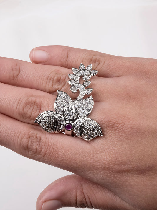 Trendy AD-CZ Adjustable Cocktail Ring