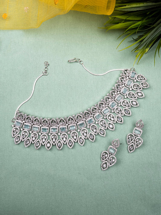 AD CZ jewelry designer necklace set featuring exquisite craftsmanship and stunning design