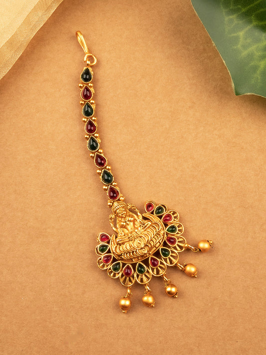 Exquisite Kemp Maangtika with Gold Plating for Brides