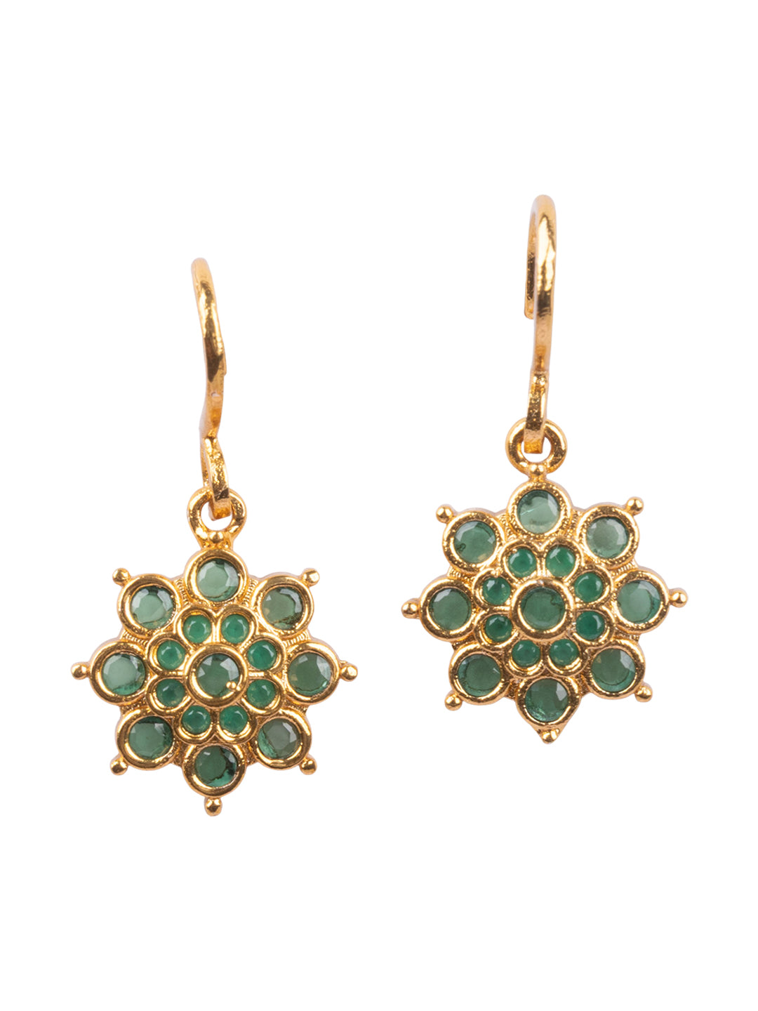 Sleek copper necklace with AD stone floral design earrings